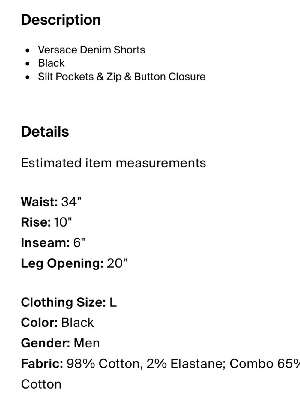 Versace Black Denim Shorts with Gold Accents - Picture 6 of 13